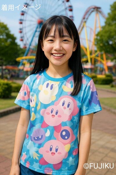 星のカービィ 総柄Tシャツ 半袖 メッシュ素材 160cm