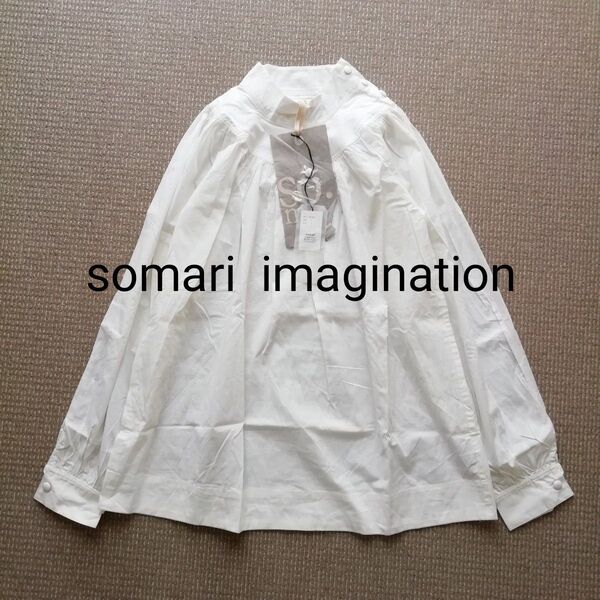 タグ付き somari imagination ソマリイマジネーション プルオーバー ギャザー ゆったり ネックデザインブラウス