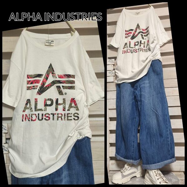 ■ALPHA INDUSTRIES■UNISEX/男女兼用 半袖 グラフィックロゴTシャツ sizeL