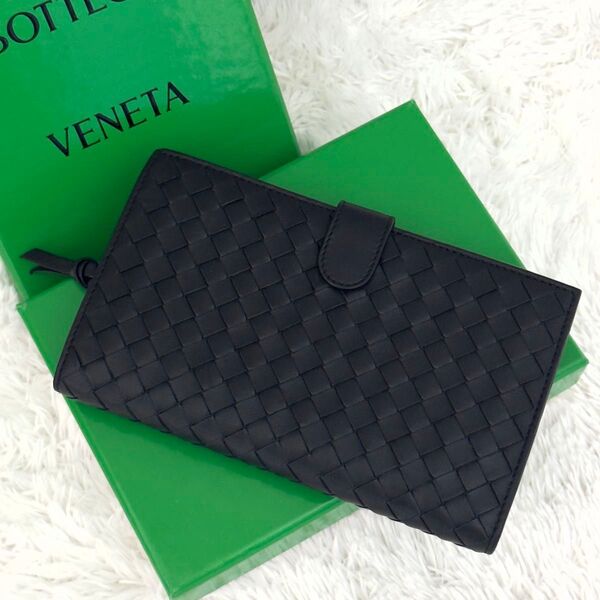 ☆未使用級☆BOTTEGA VENETA 財布 ブラック ボッテガヴェネタ イントレチャート 長財布 レザー ウォレット