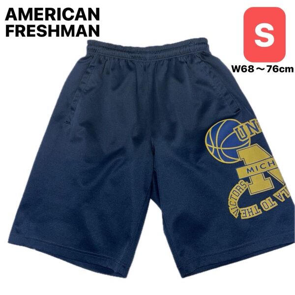 AMERICAN FRESHMAN ハーフパンツ Sサイズ ウエスト68〜76センチ ネイビー 男女兼用