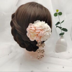 花 ヘアクリップ 七五三 夏祭り 花火大会 浴衣 お揃い パーティー 結婚式 髪飾り ヘッドドレス 和装 ドレス 可愛い ピンク
