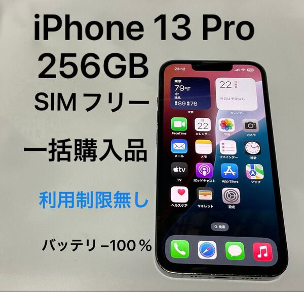 iPhone 13 Pro 256GB SIMフリー アルパイングリーン 一括購入 残債無し 利用制限無し バッテリー100%
