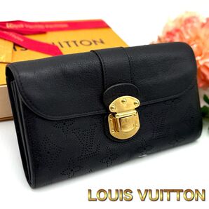 LOUIS VUITTON ルイヴィトン モノグラム マヒナ イリス ブラック 長財布 L23