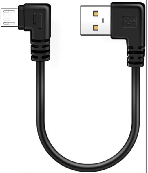 上下左右90度L字方向変換ケーブル Micro USB2.0延長ケーブル 両端L型 USB ケーブル ブラック