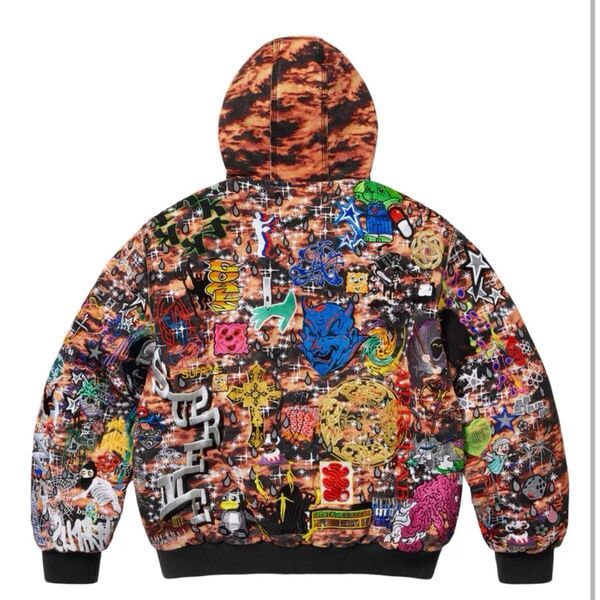 supreme AOI Embroidered Hooded Work Jacket L Flames