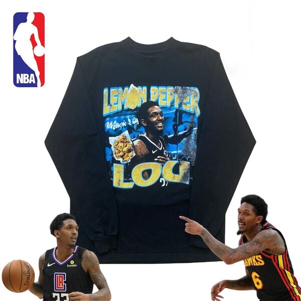 【ルー・ウィリアムズ】NBA 両面 プリント 長袖 ロンT 黒 ブラック L