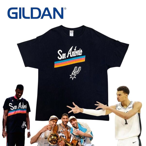 【GILDAN】ギルダン NBA サンアントニオ・スパーズ Tシャツ 黒 ブラック XL