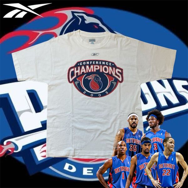 【Reebok】デトロイト・ピストンズ NBA バスケットボール Tシャツ 白 Lサイズ