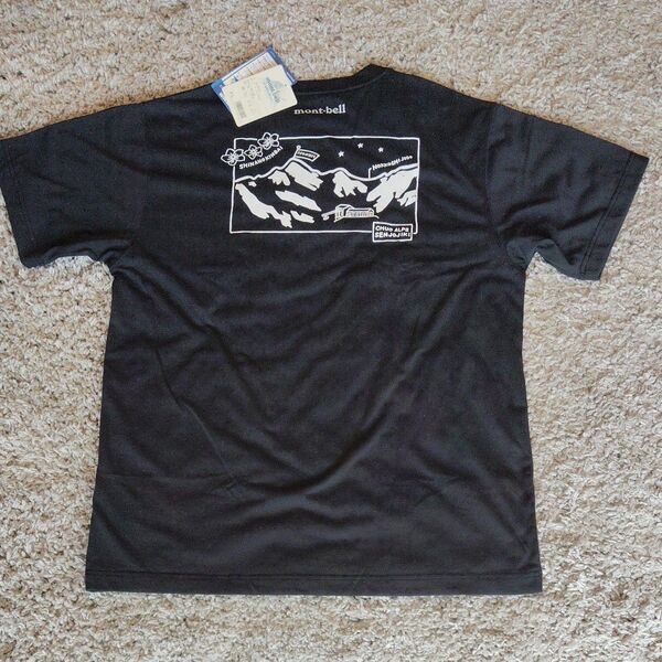 新品タグ付き【mont-bell】 Lサイズ 半袖 Tシャツ 黒 ブラック uvカット 日焼け防止 モンベル 消臭機能 キャンプ