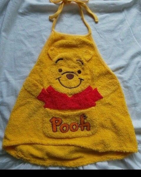 ディズニーbaby 70~80プーさん エプエプロン風 パイル地 Poohポケット付