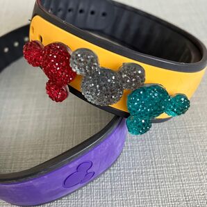 フロリダ ディズニー マジックバンド 2色 パープル イエロー ブレスレットチャーム付