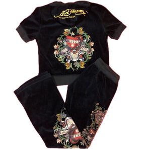 Ed Hardy ベロアセットアップ 半袖 美品