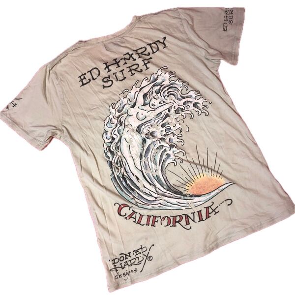 Ed Hardy マーメイドプリント 波柄 Tシャツ