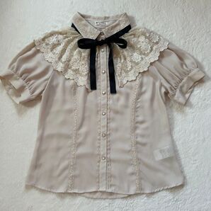 axes femme アクシーズファム ブラウス ケープ リボン 生成り 生成 キナリ アイボリー オフホワイト ベージュ レース