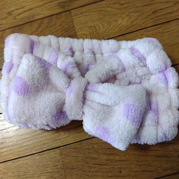 洗顔ヘアバンド リボン モコモコ ピンク