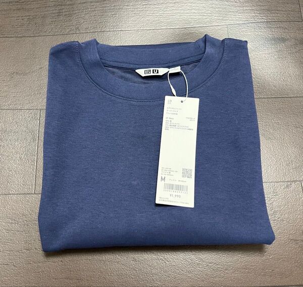 【新品未使用】UNIQLO エアリズムコットンオーバーサイズ Tシャツ/5分袖 メンズ ネイビーМ