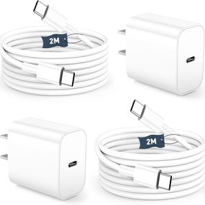 iPhone16/15充電器 タイプc 20W PD 急速充電器USB-C 2個セット2m USB-C to C ケーブル2本付き