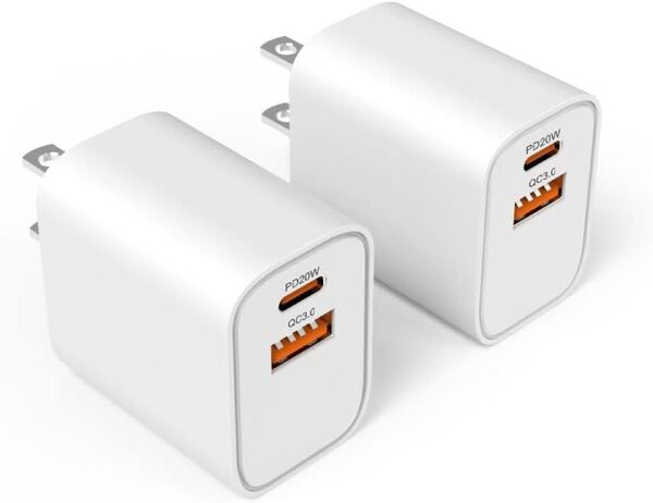 2個セット iphone 充電器 type-c 20W 2ポート タイプc PSE認証 基準適合/USB PD対応/20W急速充電