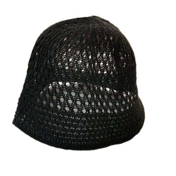 新品 ネット帽子 クロシェハット 日除け UVカット バケットハット 帽子 涼しい 韓国 通気性抜群 ブラック 黒
