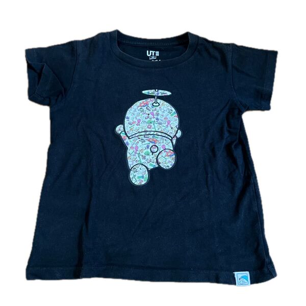 ドラえもん 110センチ ユニクロ Tシャツ 半袖 ブラック プリント 半袖Tシャツ カットソー 綿100%