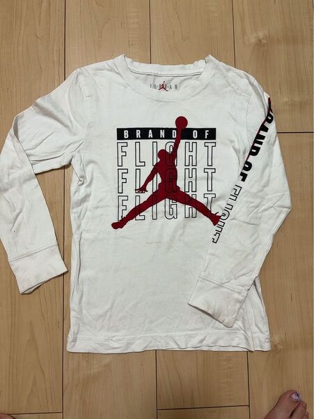 NIKE ナイキ ロンT 110-120 ホワイト 白 FLIGHT ロゴ 長袖Tシャツ 古着