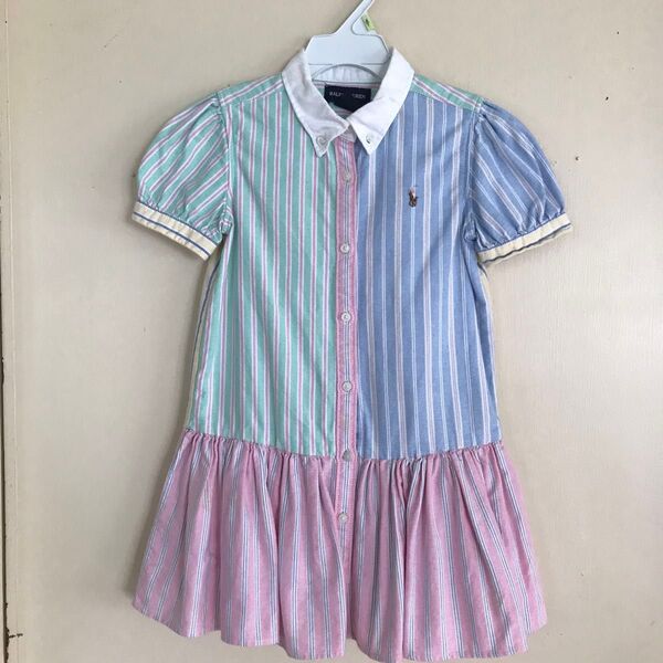 RALPH LAUREN マルチカラーストライプワンピース 4t クレイジーパターン ラルフローレン キッズ 子供服