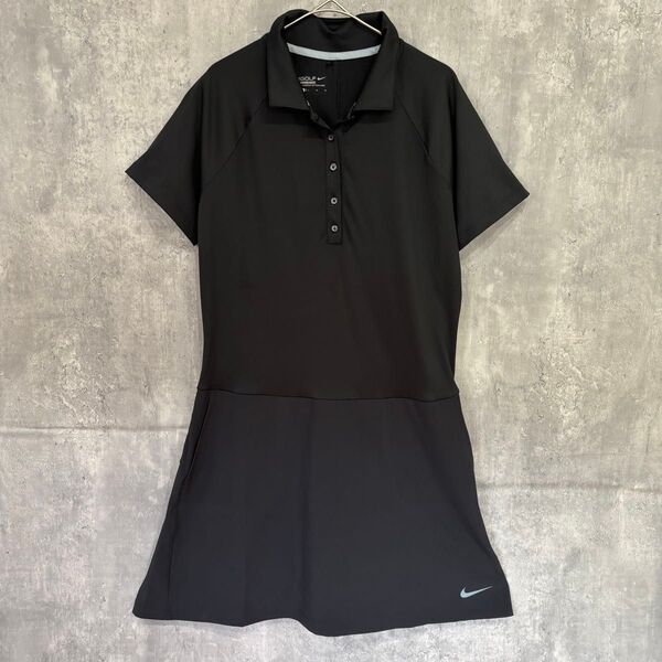 【NIKE GOLF】 ナイキゴルフ ワンピース レディース 黒 半袖 Lサイズ
