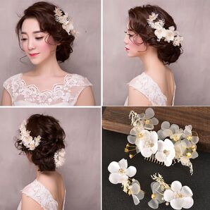 新品お花ヘッドドレス かすみ草フラワー 髪飾り ブライダル ウェディングアクセサリー ヘアアクセサリー 結婚式 前撮り 発表会