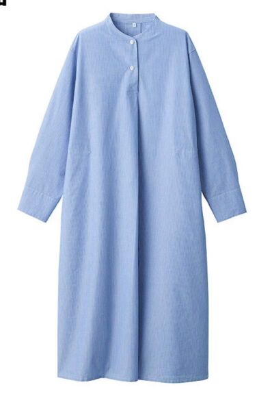無印良品 和紙混ワンピース ブルー XL