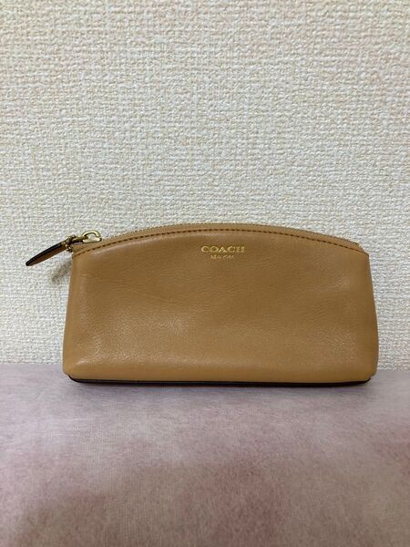 *コーチ* ポーチ ベージュ 超美品 牛革 茶