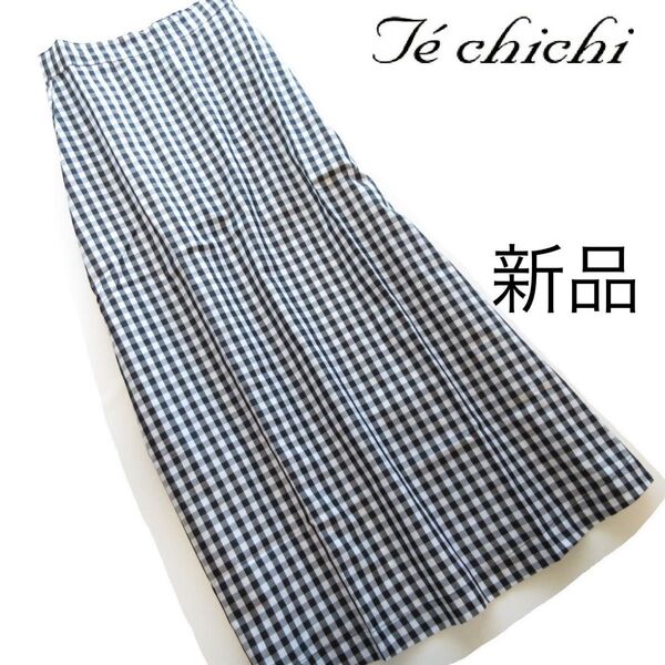 新品Te chichi/テチチ ギンガムチェックフレアスカート/BK