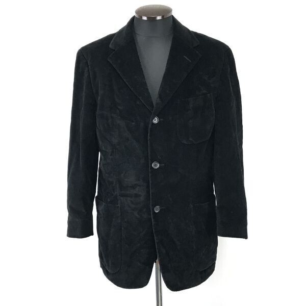 美品☆エルメネジルドゼニア☆起毛/テーラードジャケット【48/メンズM/黒/black】Ermenegildo Zegna/背抜き裏地/Jacket/Jumper◇RBH932