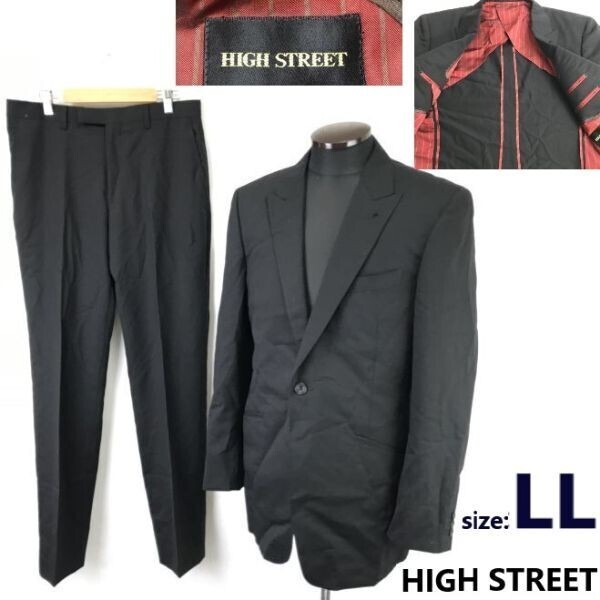 ハイストリート/HIGH STREET★背抜き/上下セットアップ/スーツ【メンズXL/黒/ストライプ】1ボタン/トルネードマート/Jackets/pants◇RBH941