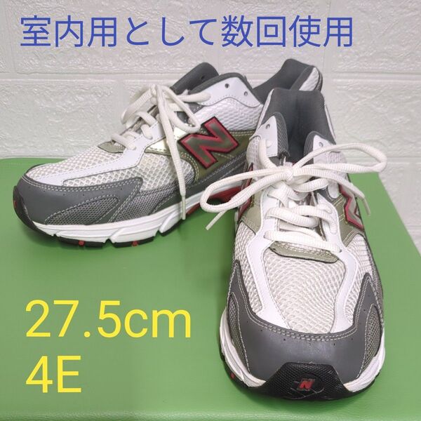 1-①New Balance ランニングシューズ ホワイト×グレー×レッド 27.5cm 室内用として数回使用 型崩れなし