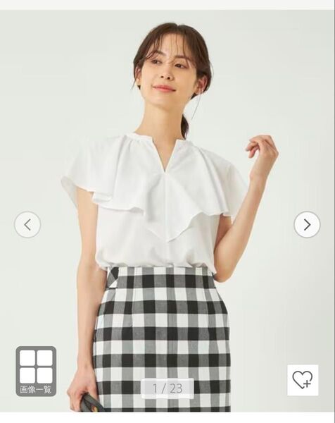グリーンレーベルリラクシング green label relaxing スタンドラッフルスリーブブラウス