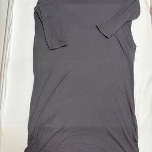 ロングTシャツ ワンピース チュニック カットソー チャコールグレー マタニティ ポケット有り