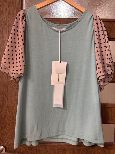 ノアールドットひらり袖デザインTシャツ 主役級トップス 重ね着 夏 フリー