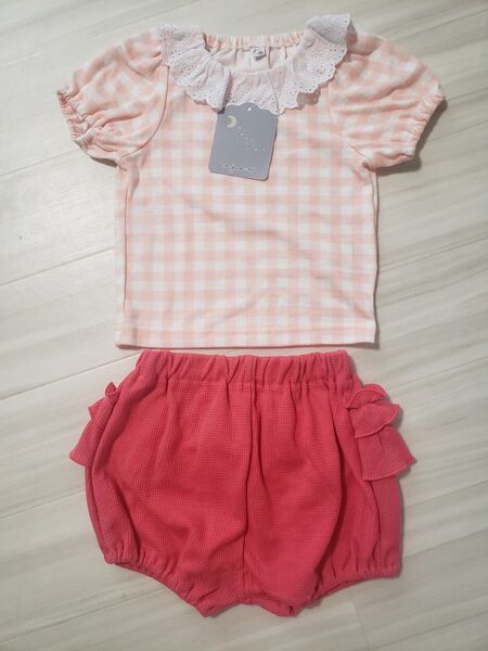 バースデイ☆新品未使用 juo チェック柄半袖Tシャツ フリルパンツ 90サイズ