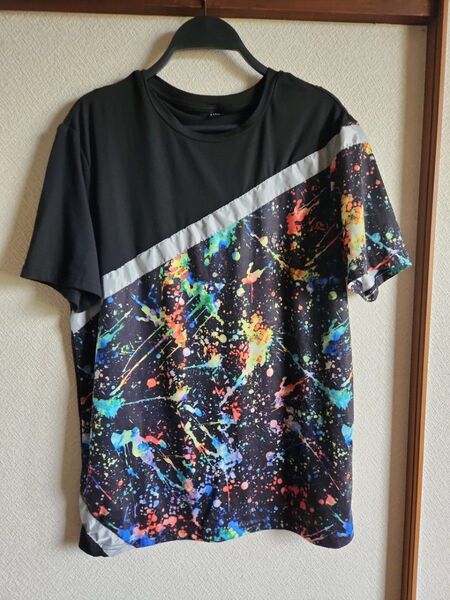 Tシャツ 半袖 総柄 ペイント柄 個性的
