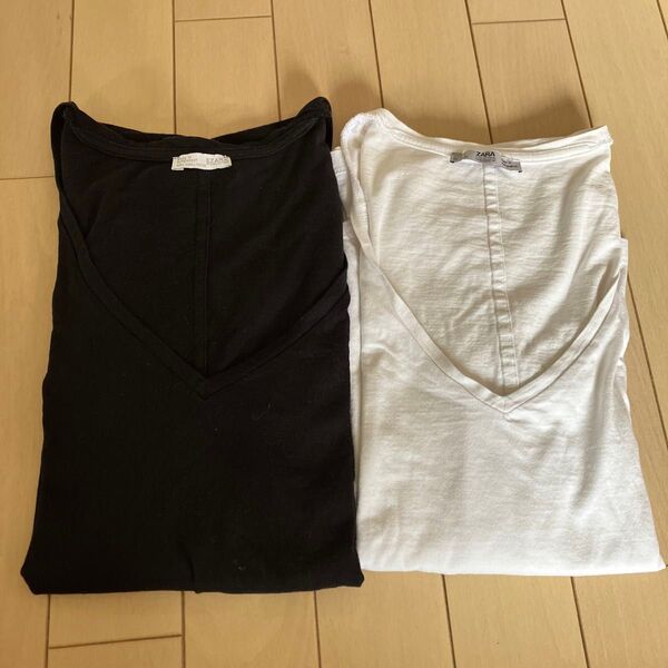 ZARA VネックTシャツ 2枚セット