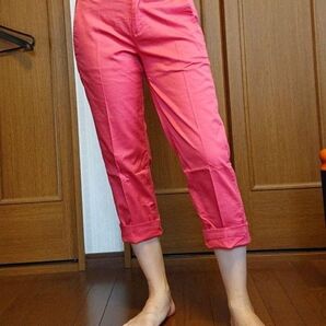 クロップド パンツ ピンク スキニー 61 オフィスカジュアル 七分丈 着痩せ ストレッチ 冷感 ワークパンツ カジュアルパンツ