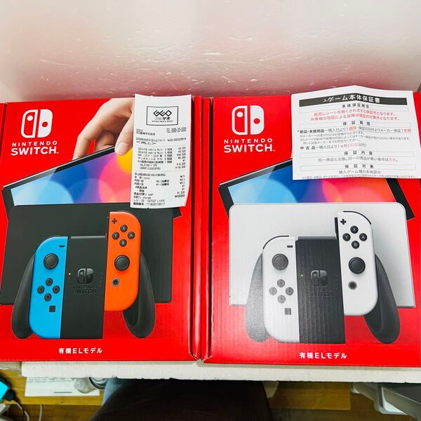 新品未開封☆2台セット★ニンテンドースイッチ☆有機ELモデル★本体☆ホワイト★ネオンカラー☆レシート、保証書付き★送料無料