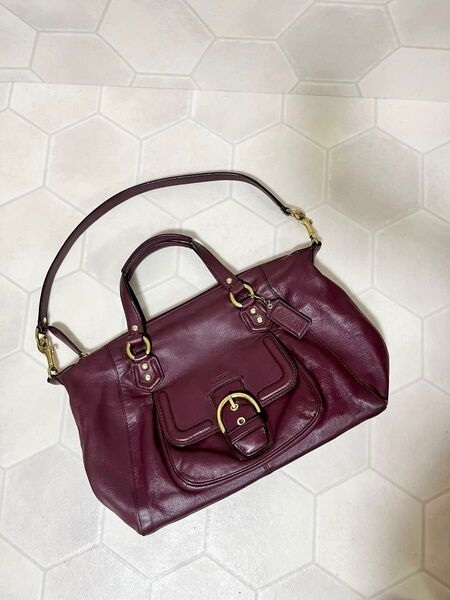 COACH コーチ 2way ショルダーバッグ ハンドバッグボルドー ゴールド金具 レザー
