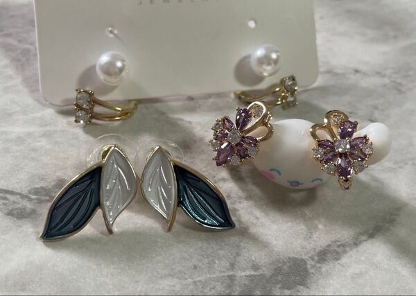 ピアス リーフ フラワー パール 上品 3個セット