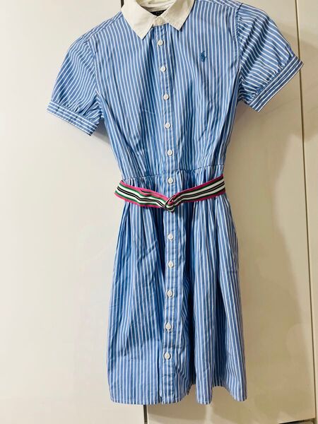 POLO RALPH LAUREN ポロラルフローレン シャツワンピース フレア ベルト付き