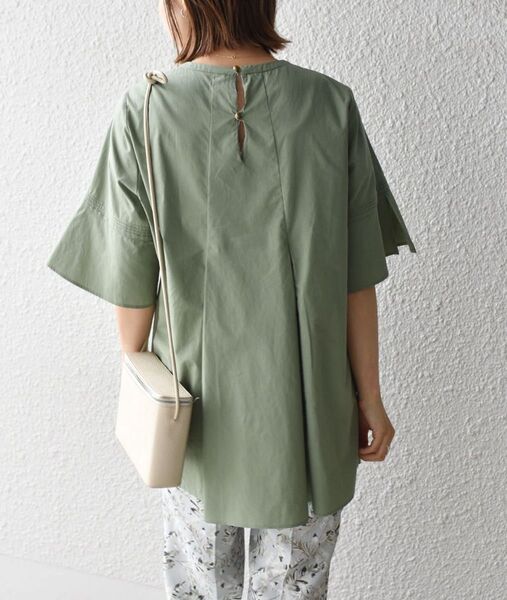 シップス WEB限定 スリットデザイン タック チュニックブラウス