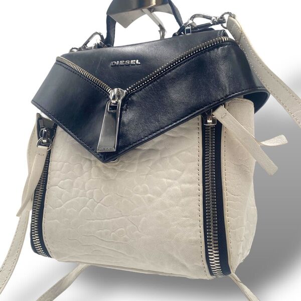 良品◎ DIESEL ディーゼル LE-ZIPPER レザー 3WAY リュック ショルダーバッグ ハンドバッグ バイカラー