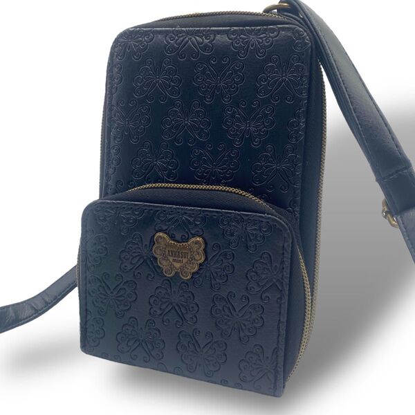 ANNA SUI mini アナスイ ミニ じゃばら式スマホショルダー Butterfly ver バタフライ 蝶 ブラック 黒