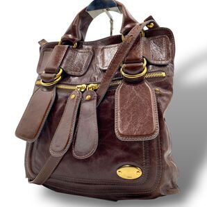 Chloe クロエ ベイ 2way ショルダーバック トート ハンド ゴールド金具 大容量 ブラウン